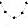 Collier trèfles noir silver