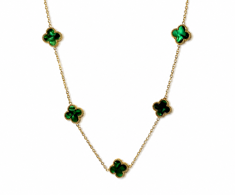 Collier trèfles verts gold