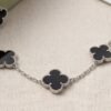 Collier trèfles noir silver